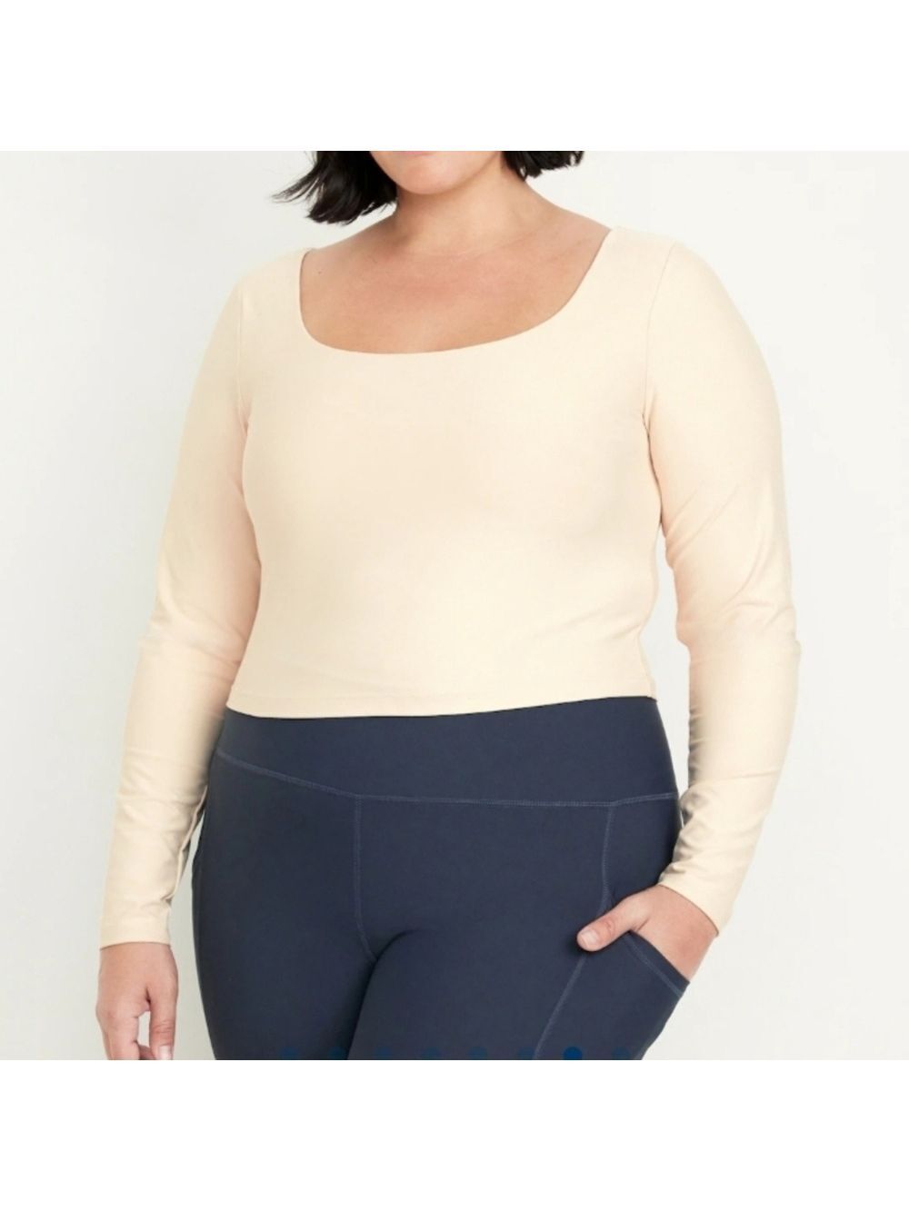 Old Navy PowerSoft Long Sleeve Crop Top Cozy Cashmere